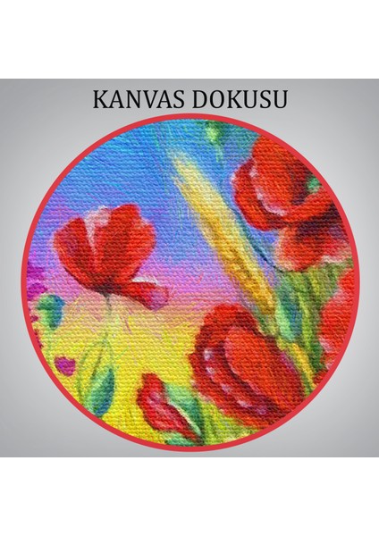 Renkli Çiçekler Yağlıboya Görünüm Dekoratif Kanvas Duvar TABLOSU-3749