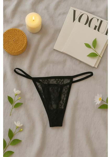 Siyah Transparan Dantel Büstiyer ve Tanga Iç Giyim Takımı fırsatları