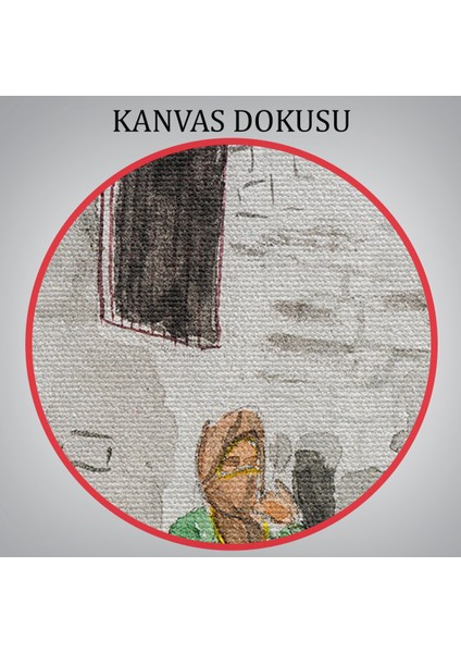 Kapadokya Göremede Bir Köy Suluboya Görünüm Dekoratif TABLO-3756