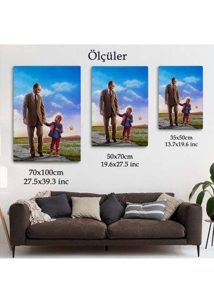 Atatürk ve Çocuk El Ele Kanvas TABLO-GA-150
