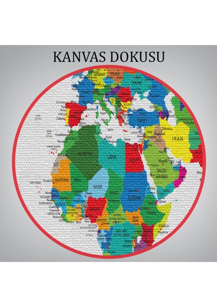 Renkli Dünya Haritası Kanvas Tablo 1014