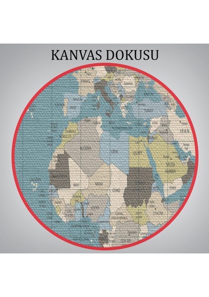 Dünya Haritası Meridyenli Dekoratif Kanvas Tablo 1070