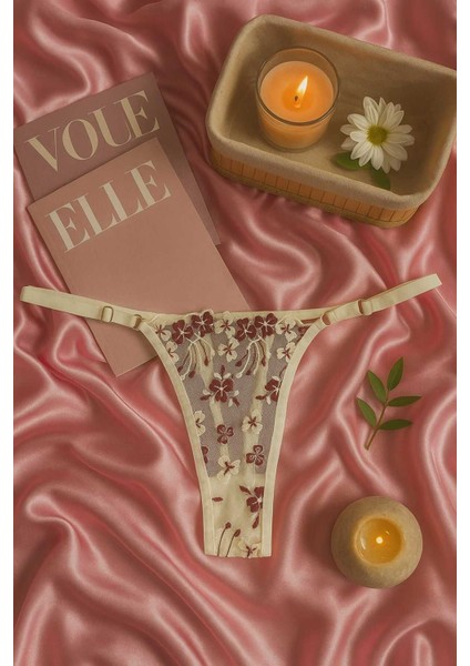 Dantel Işlemeli Transparan Çiçek Desenli Bralet ve String Takım modelleri