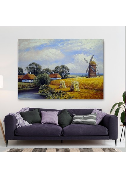 Buğday Tarlası ve Değirmen Yağlıboya Görünüm Dekoratif Kanvas Duvar TABLOSU-3556 fiyatları