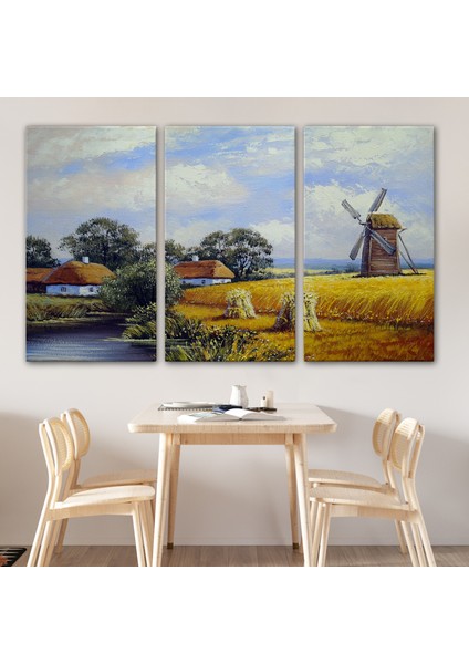 Buğday Tarlası ve Değirmen Yağlıboya Görünüm Dekoratif Kanvas Duvar TABLOSU-3556 modelleri