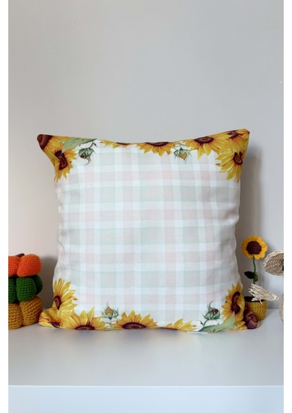 Ayçiçekli Çiftçi Korkuluklar – Sonbahar Dostları Kırlent Kılıfı Dijital Baskılı 43X43CM fiyatları