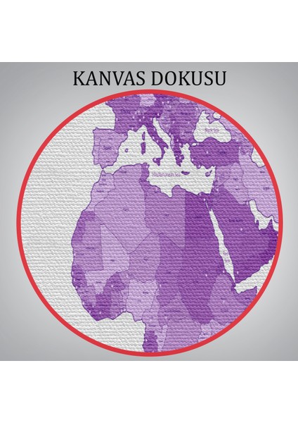 Dünya Haritası Mor Renkli Dekoratif Kanvas Tablo 1044