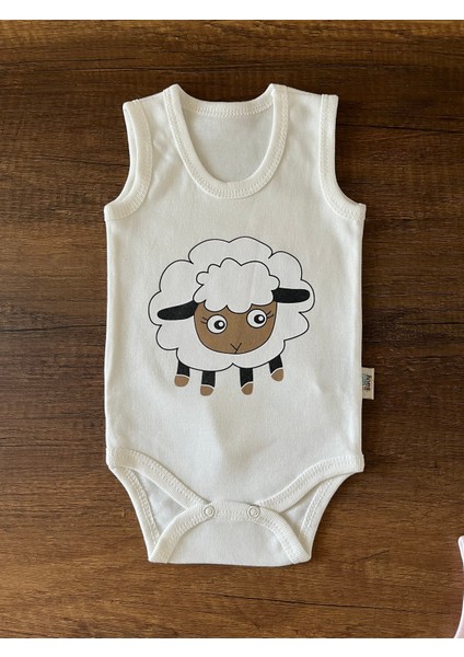 1 Adet Kolsuz Bebek Badi Body Zıbın Alttan Çıtçıtlı Bisiklet Yaka Yenidoğan Kuzu Desen