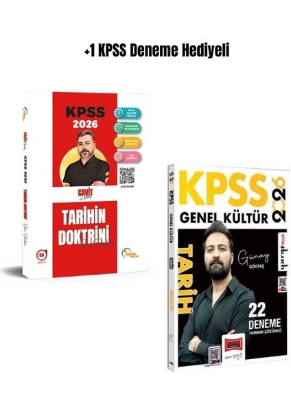 2026 Kpss Tarih Doktrin Cavit Ardıç Soru Bankası ve Yargı Günay Göktaş 22 Deneme (2 Kitap)+Hediyeli