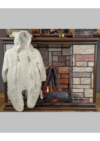 Kırık Beyaz Renkli Peluş Kulaklı Bebek Astronot Tulum 0-12 Ay