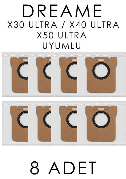 Dreame X30 Ultra / X40 Ultra / X50 Ultra Uyumlu Yedek Toz Torbası 8 Adet