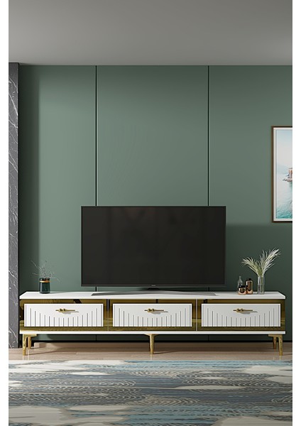 TSA1802BG- Tuna Tv Stand 180CM Beyaz- Altın