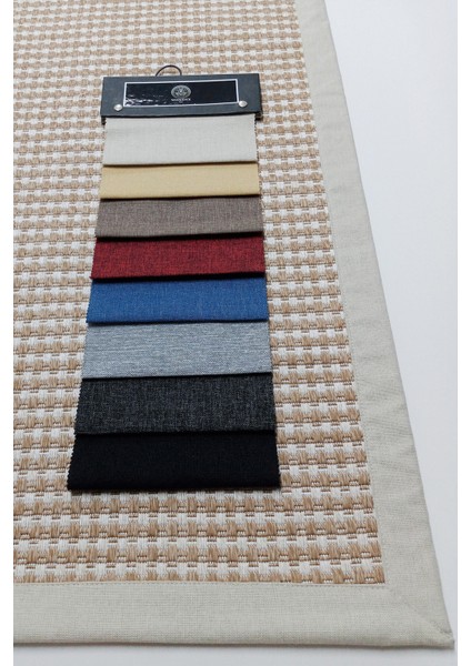 Jüt Sisal Canvas 0409B Kahverengi Özel Bordür Dikimli Jüt Sisal indirimleri