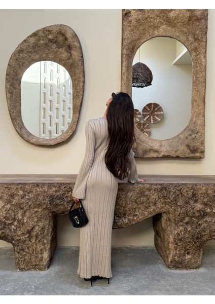 Bağlama Detaylı Dokulu Triko Kadın Elbise modelleri