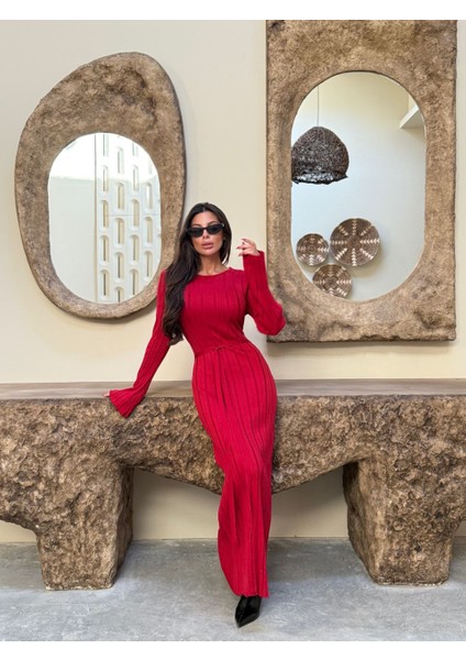 Bağlama Detaylı Dokulu Triko Kadın Elbise fiyatları