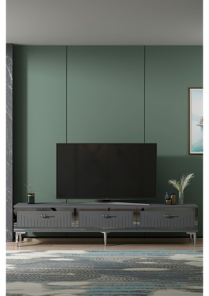 TSA1802AS- Tuna Tv Stand 180CM Antrasit- Gümüş