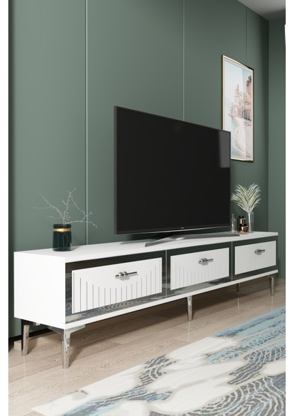 TSA1802BS- Tuna Tv Stand 180CM Beyaz- Gümüş fiyatları