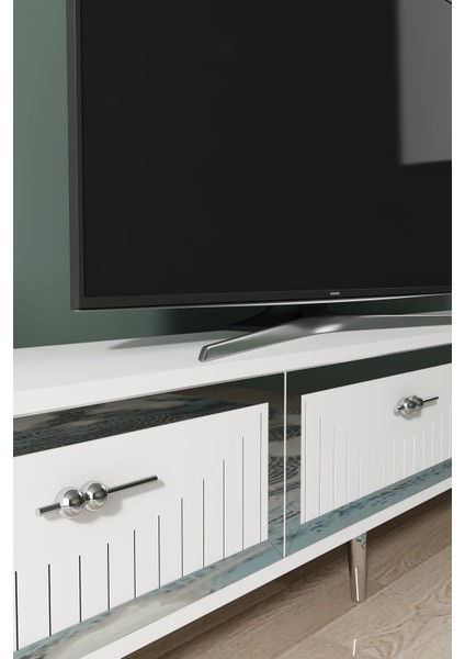 TSA1802BS- Tuna Tv Stand 180CM Beyaz- Gümüş modelleri