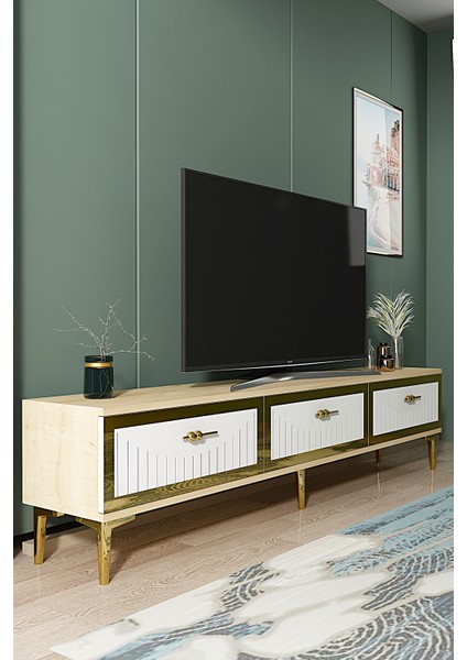TSA1802DBG- Tuna Tv Stand 180CM Safirmeşe-Beyaz-Altın fiyatları