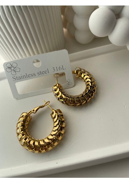 Pangolin Model Gold Altın Kaplama Çelik Halka Küpe fiyatları