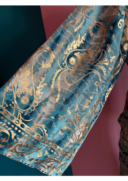 Işıltılı Yaldızlı Ipek 3’lü Takım – Kimono + Palazzo Pantolon + Bağlamalı Büstiyer (36-48)