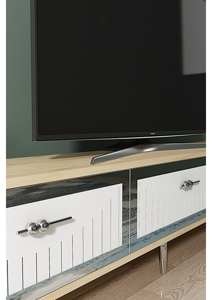 TSA1802DBS- Tuna Tv Stand 180CM Safirmeşe-Beyaz-Gümüş modelleri