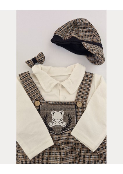 Erkek Bebek Şık Tulum Takımı Papyonlu Body ve Kasket Şapka 0-12 Ay fiyatları
