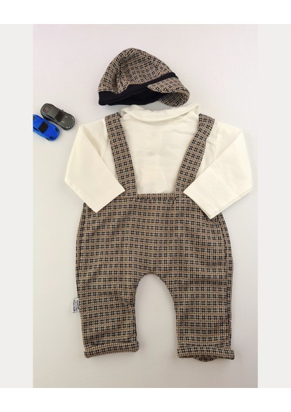 Erkek Bebek Şık Tulum Takımı Papyonlu Body ve Kasket Şapka 0-12 Ay indirimleri