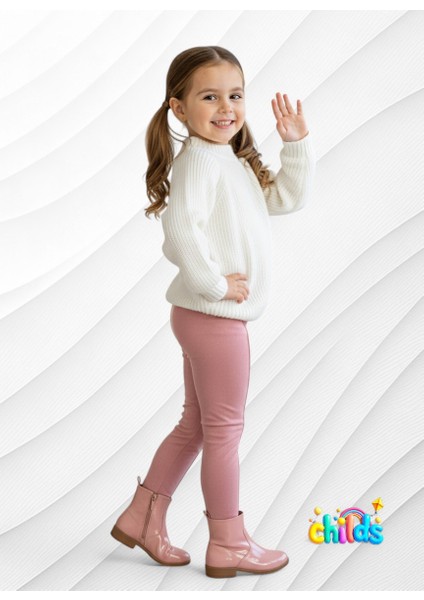 Süet Şardonsuz Pembe Likralı Kız Çocuk Nervür Dikişli Pantolon Tayt fiyatları