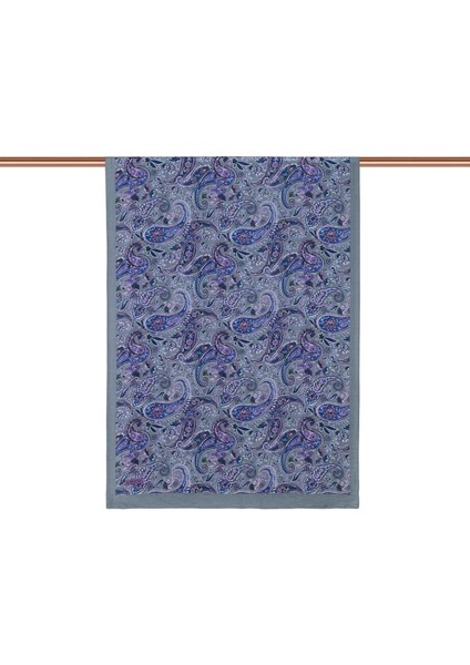 Ipekevi Desenli Tensoft Şal - Mezopotamya Desenli - Gri Mavi