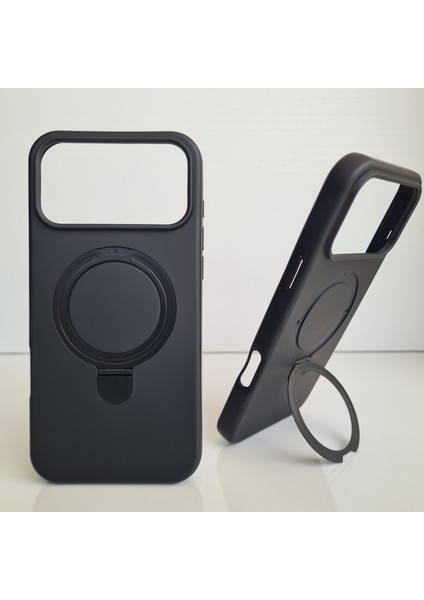 iPhone 17 Promax Magsafe ile Uyumlu Standlı Yumuşak Soft Mükemmel Manyetik Silikon Kılıf
