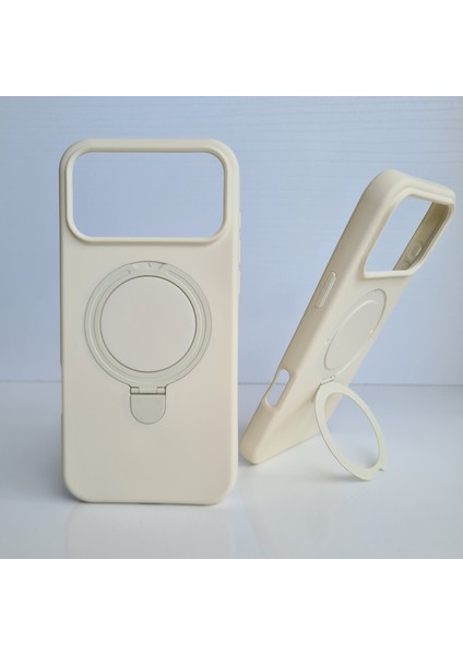 iPhone 17 Promax Magsafe ile Uyumlu Standlı Yumuşak Soft Mükemmel Manyetik Silikon Kılıf