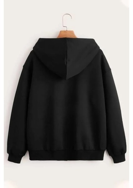 Unisex Siyah Standart Fit Normal Kesim Içi Polarli 2 Iplik Kapüsonlu Fermuarli Sweatshirt Ceket indirimleri