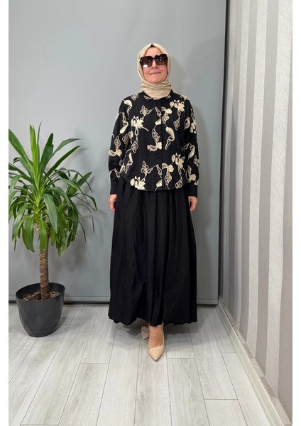Işlemeli Etek Takım Siyah 26KGSTKM1864
