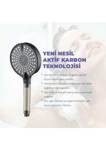 5 Adet Yedek Filtreli Su Tasarruflu Kireç Önleyici Özellikli Yüksek Basınçlı Duş Başlığı(su yumuşatıcı özelliğine sahip)