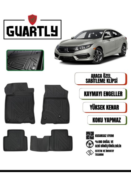 Honda Civic 2016-2020 Arası Araca Özelpremium 4d Havuzlu Paspas Takımı