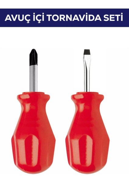 2'li Avuç Içi & 3 Parça Tornavida Seti (Düz,yıldız Tornavida,kontrol Kalemi&2 Adet Topaç Tornavida)