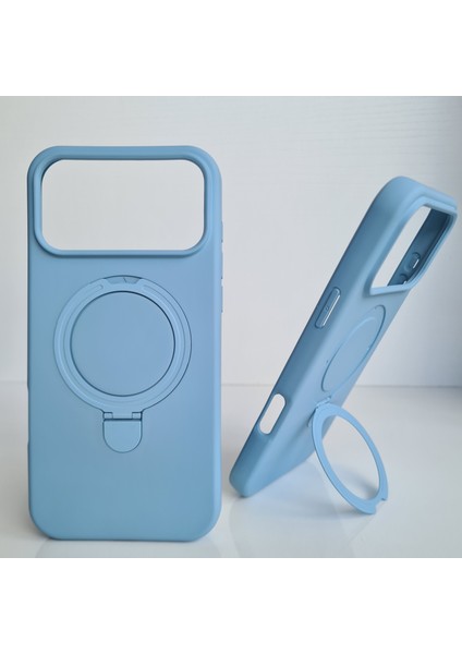 iPhone 17 Pro Magsafe ile Uyumlu Standlı Yumuşak Soft Mükemmel Manyetik Silikon Kılıf