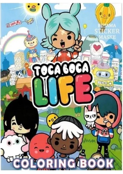Toca Boca Boyama Kitabı 3lü Boyama Sticker Maske