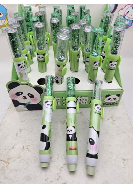 Panda Desenli Vibe Uzun Sürgülü Silgi Içi Simli Sevimli Okul Öncesi Öğrenci Hediyesi 1 Adet