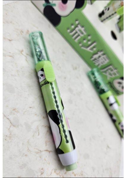 Panda Desenli Vibe Uzun Sürgülü Silgi Içi Simli Sevimli Okul Öncesi Öğrenci Hediyesi 1 Adet modelleri