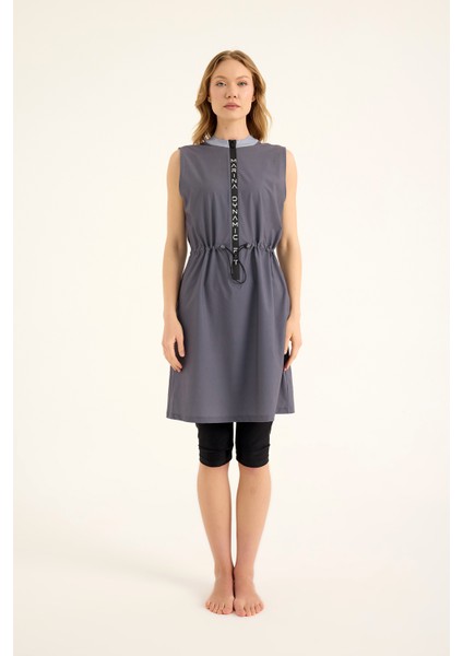 Füme Yarı Kapalı Mayo Gizli Fermuar, Belden Stoper, UPF50+ Koruma H2509 indirimleri