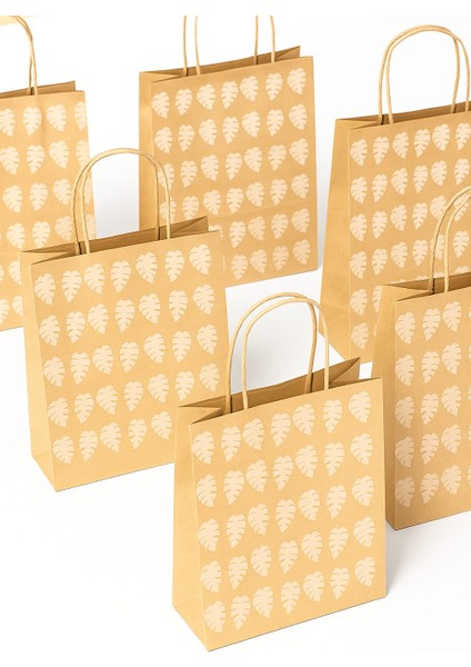 25 Adet Yaprak Desenli 18*8*24 Kraft Çanta fiyatları