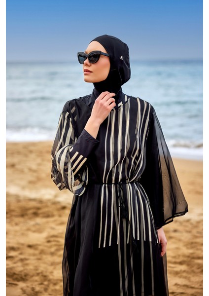 Siyah Kimono – Tesettür Plaj Kimonosu | Tam Boy, Hafif ve Dökümlü Yapı | P2511 fiyatları
