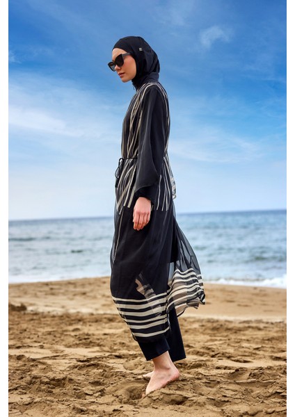 Siyah Kimono – Tesettür Plaj Kimonosu | Tam Boy, Hafif ve Dökümlü Yapı | P2511 modelleri