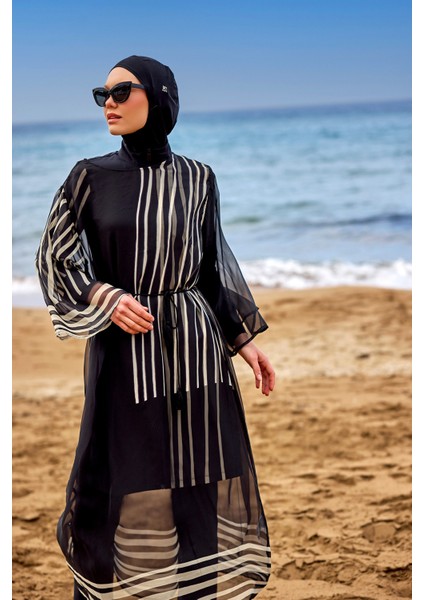 Siyah Kimono – Tesettür Plaj Kimonosu | Tam Boy, Hafif ve Dökümlü Yapı | P2511 fırsatları