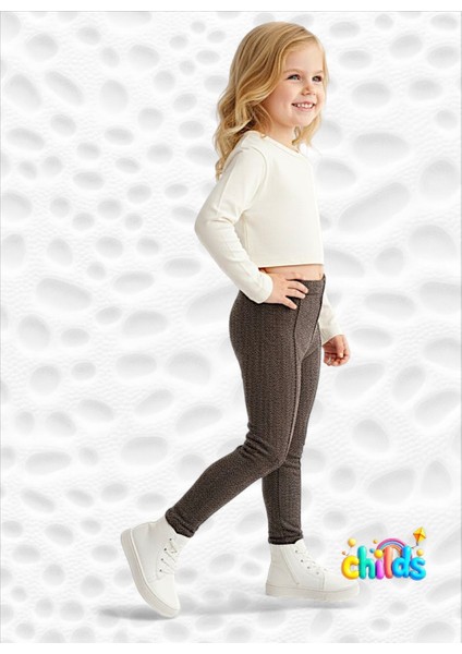 Kız Çocuk Nervür Kahve Dikişli Jakarlı Örme Kumaş Okul Kışlık Pantolon Tayt fırsatları