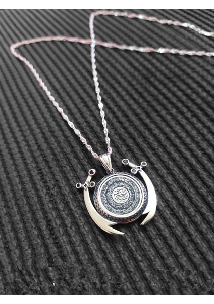 Modahilye 925 Ayar Gümüş Zülfikar Ayetel Kürsi Yazılı Kolye fırsatları