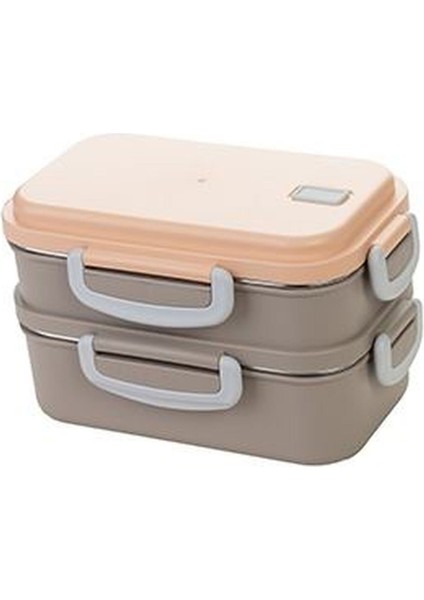 2 Katlı Paslanmaz Çelik Yemek Kabı Beslenme Kabi Saklama Kabı 450X400 ml Lunch Box Renkli