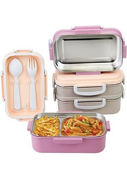 2 Katlı Paslanmaz Çelik Yemek Kabı Beslenme Kabi Saklama Kabı 450X400 ml Lunch Box Renkli modelleri